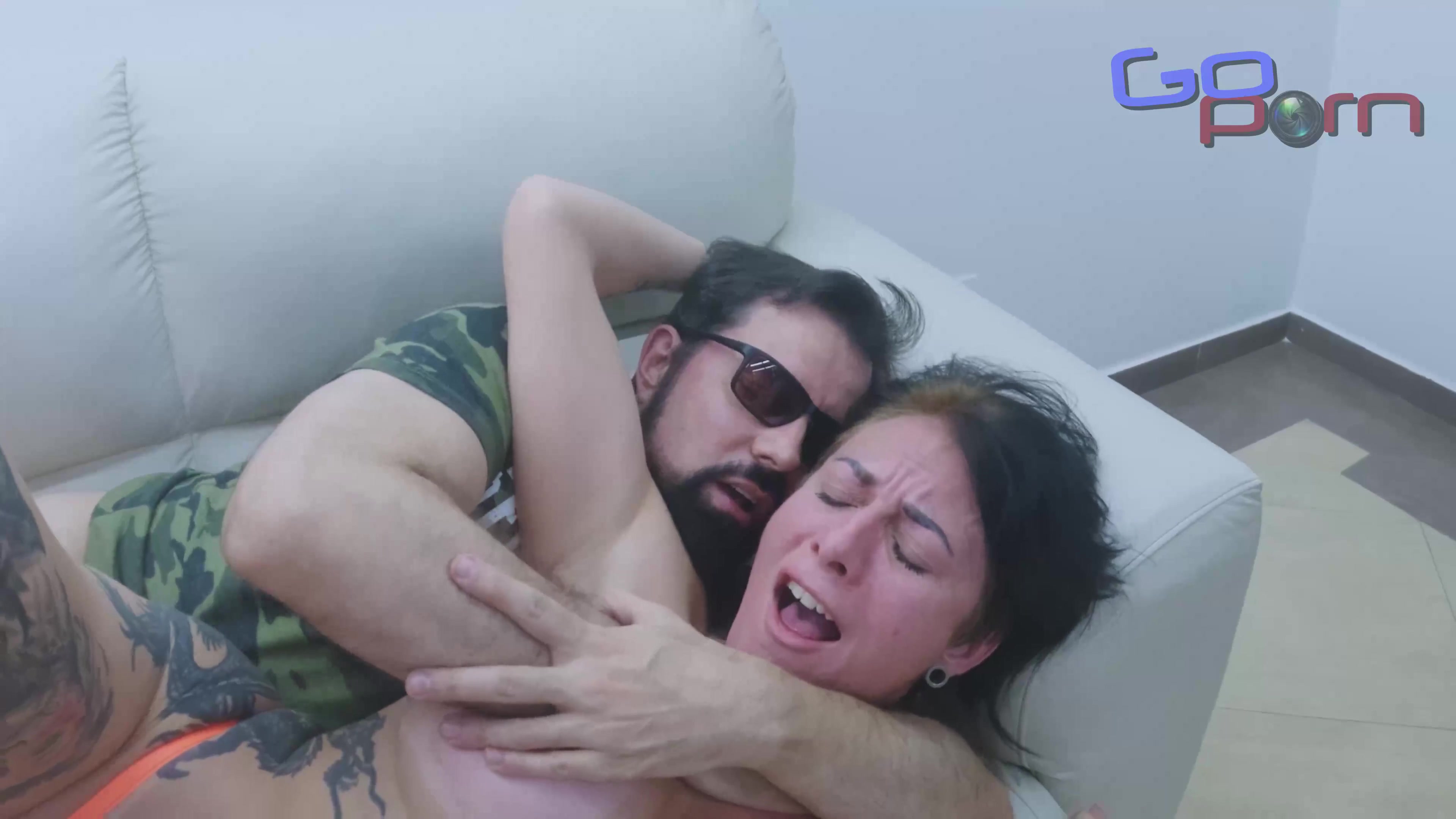 Tattooed MILF with Glasses, Orange Lingerie with Perfect Pussy Takes Cock From Pervert