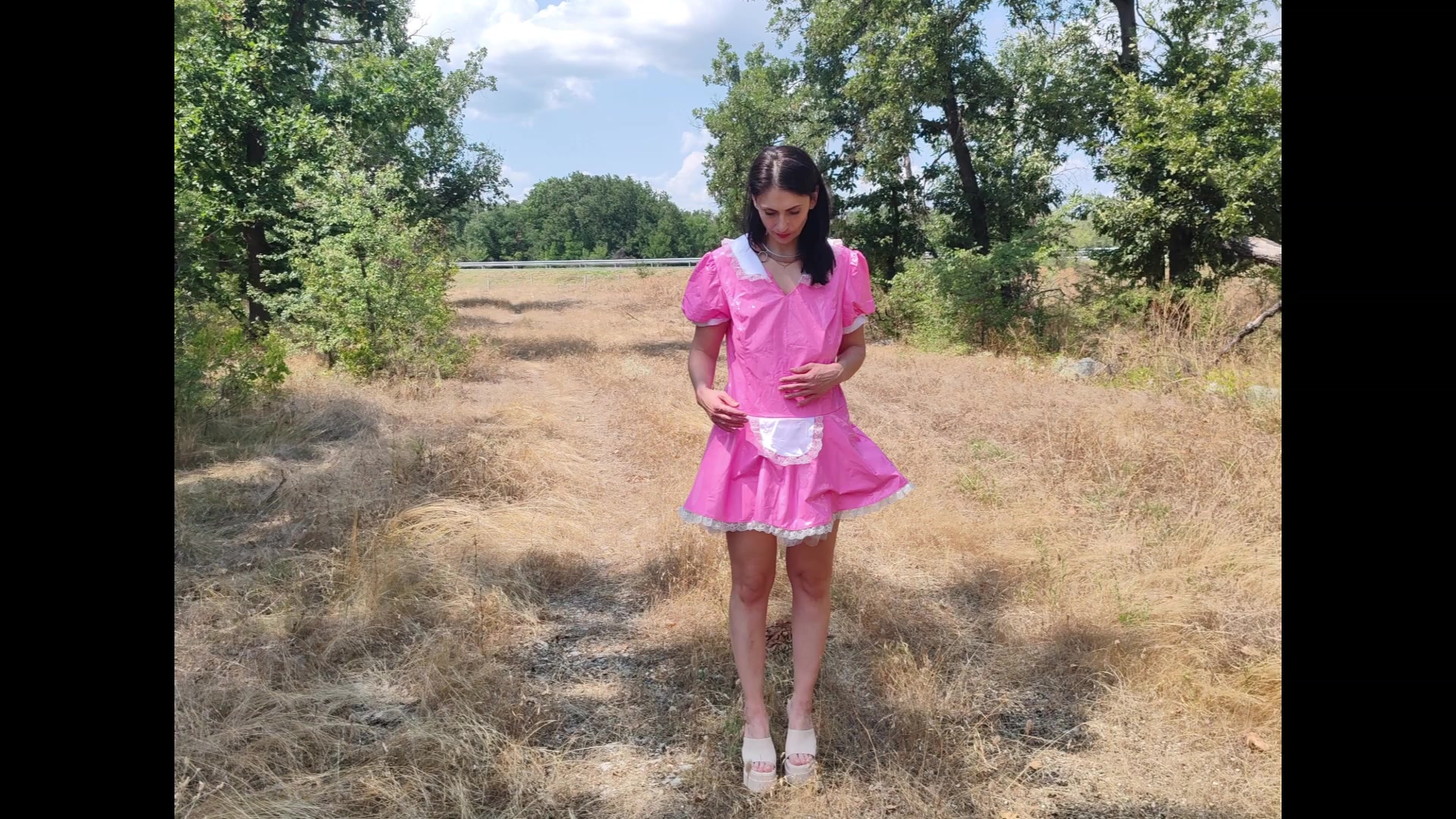 A Slave Slut Shows off Her Pink Ass on the Highway