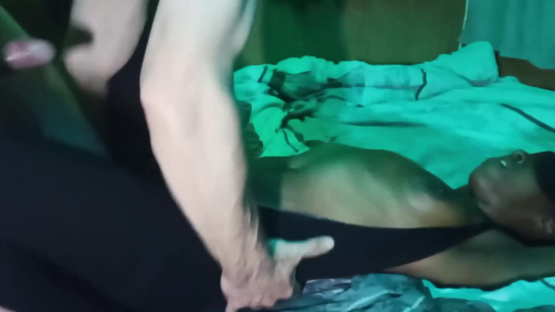 Beautiful Black Girl, Tight Pussy Vs Big White Cock, Tits and Clit Rubbed, Fingering, Hands Tied and Blindfolded