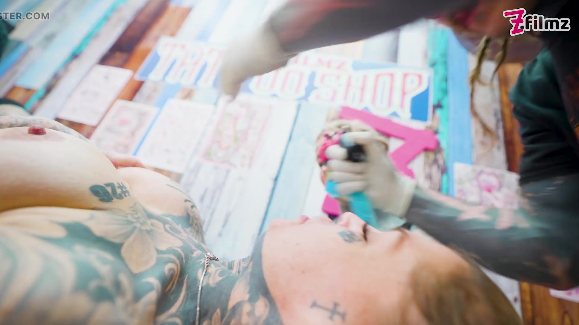 Big Dicks with Couple Inked Foursome Merry Gets Tatted