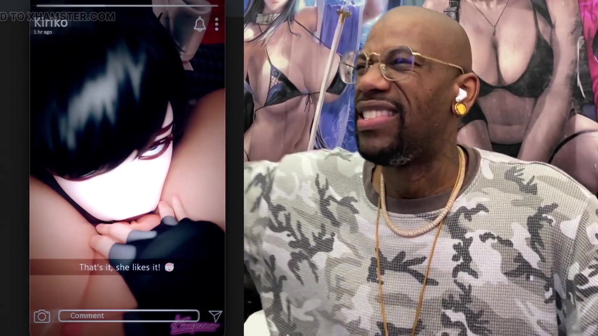 Tight Bald Pussy Kiriko Playing with Her Wet Snatch While D.va Watches