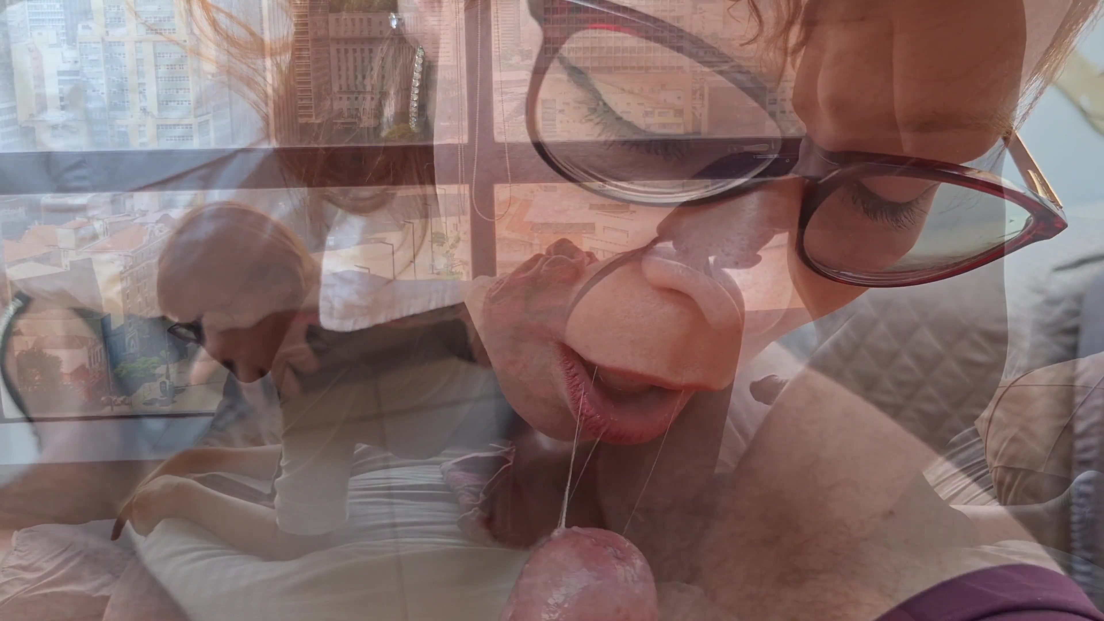 Girl having sex in front of the window