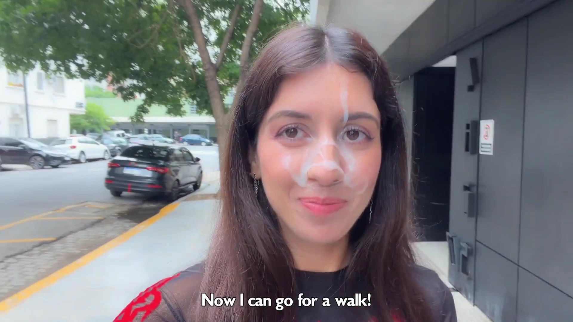 I love to Walking Covered in Cum ! Please Cum on my Face! - Cumwalk on Street