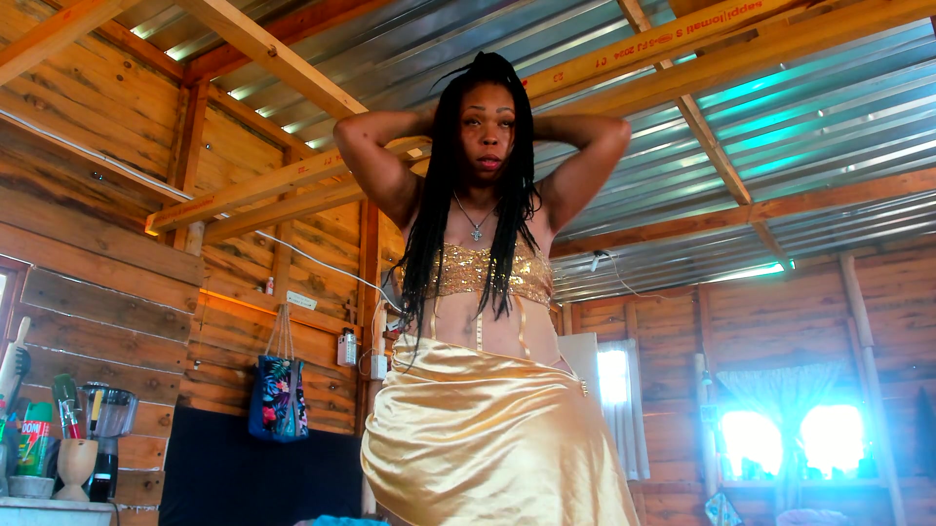 Trying on sexy short dress bought by big fan...