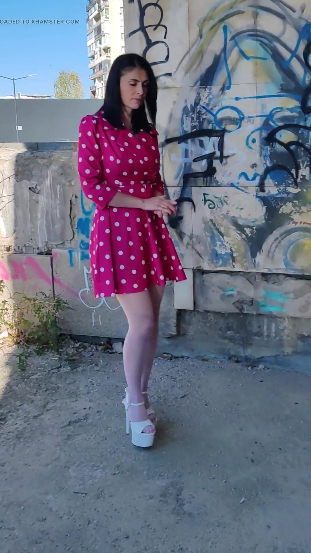 Little Slut Shows off Her Pussy in the Industrial District