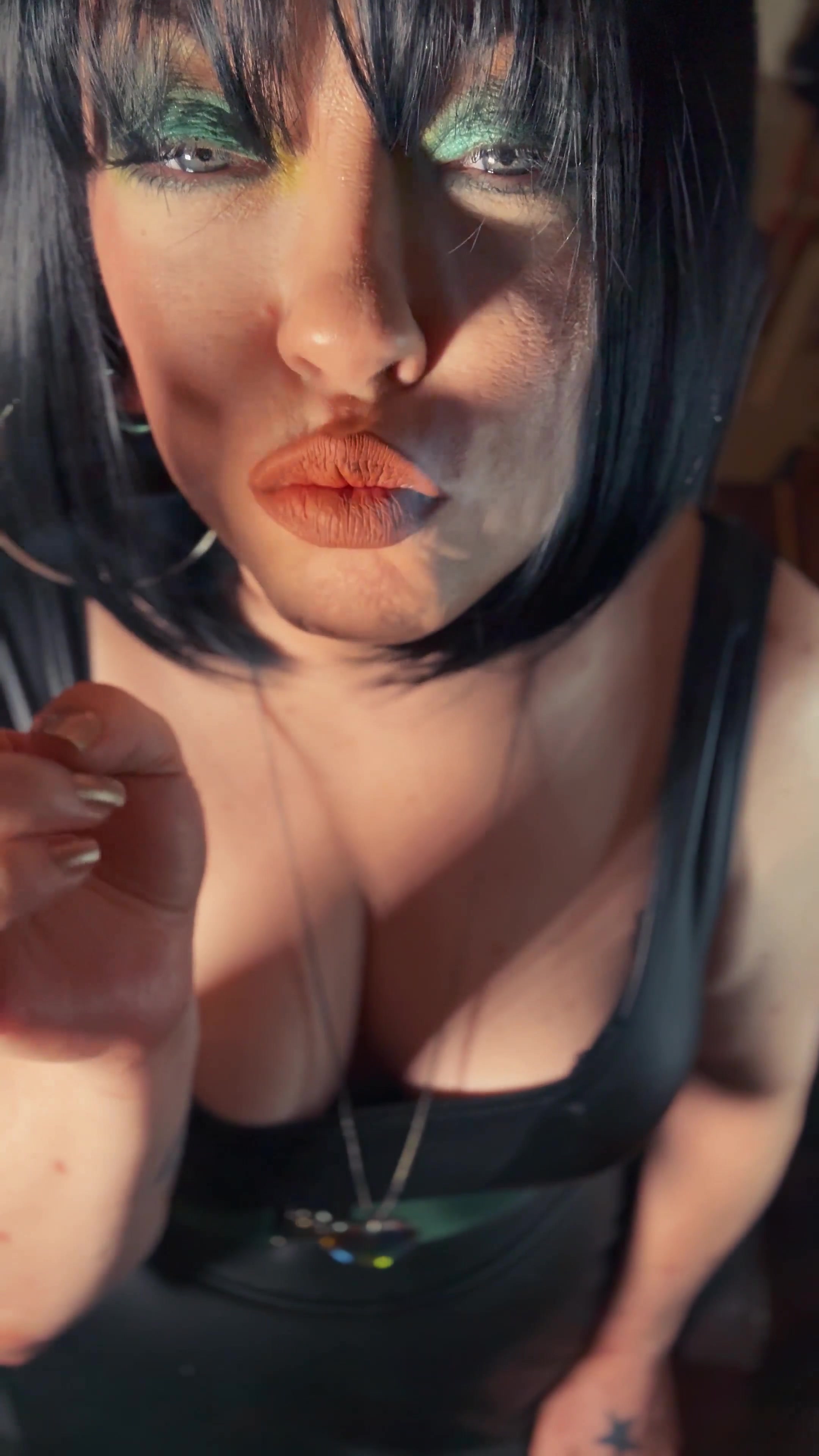 The Beautiful Goth Tina Snua Loves To Dress Up & Smoke For Her Smoking Fans! - Spandex BBW Shiny Smoker