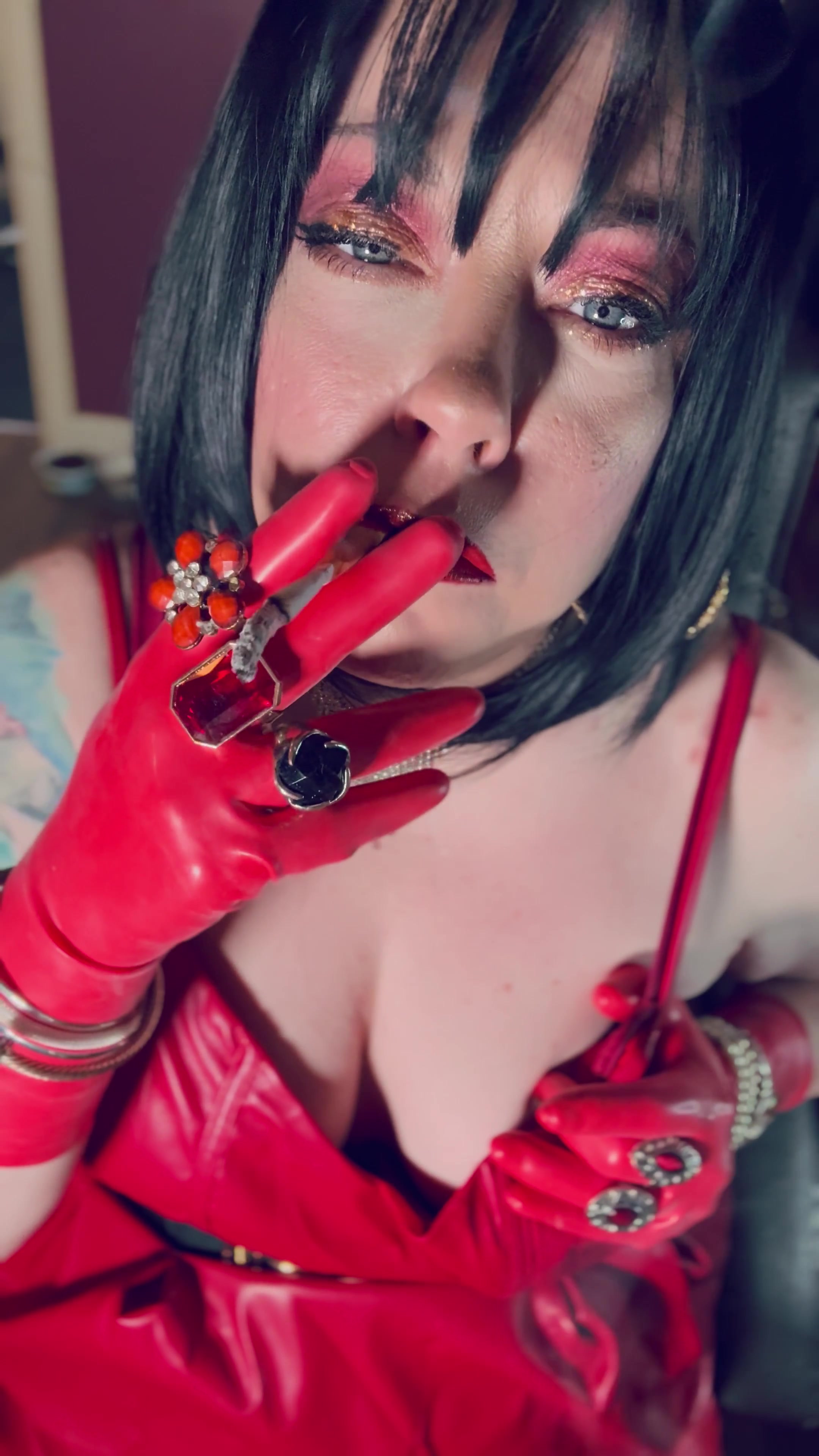 A Gloved Smoking Video From Tina Snua - Your Mistress Wants You To Watch Her Smoke In Leather & Latex Gloves