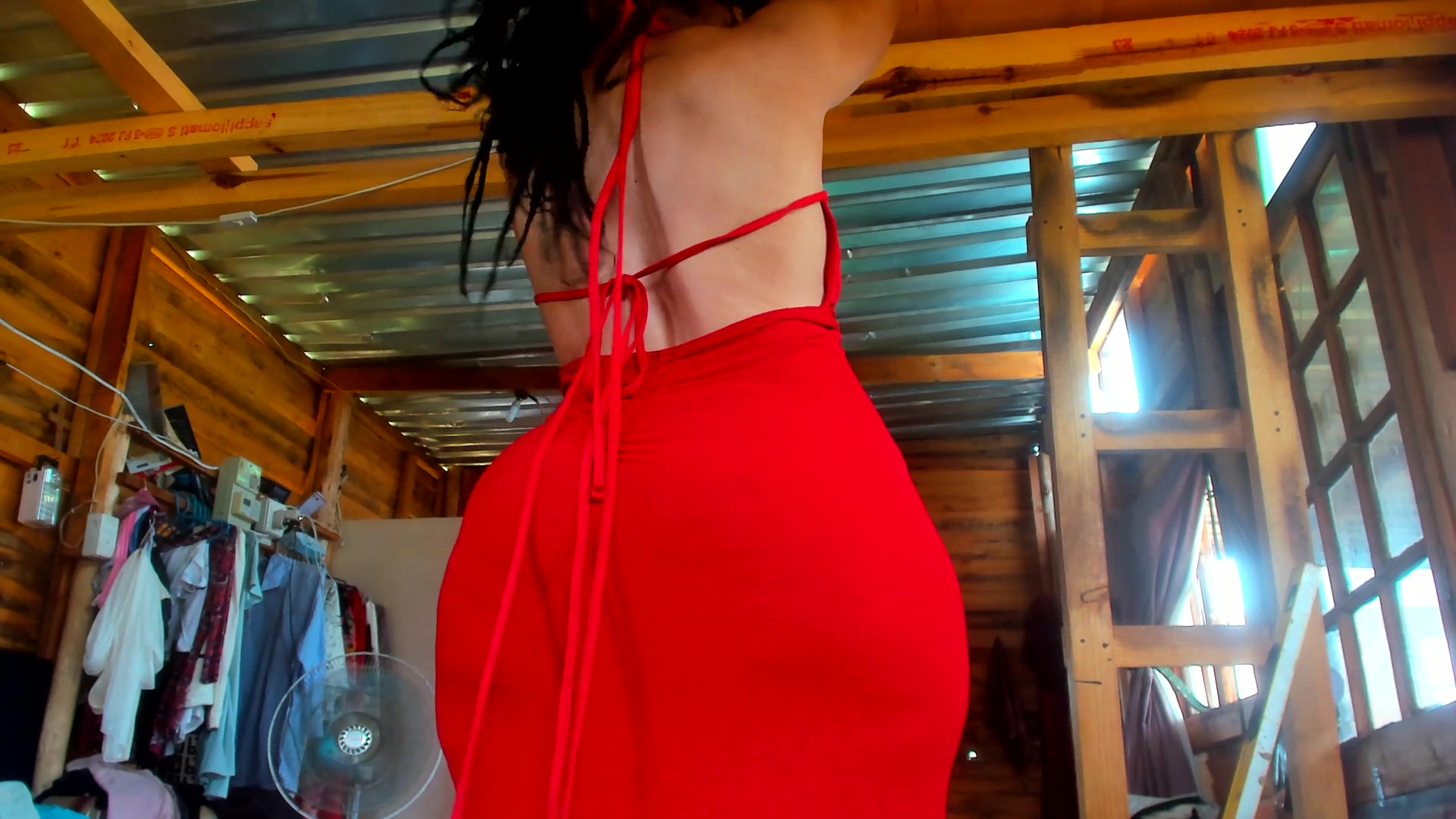 Big Ass Mistress twerking in sexy red dress bought as gift by big fan...