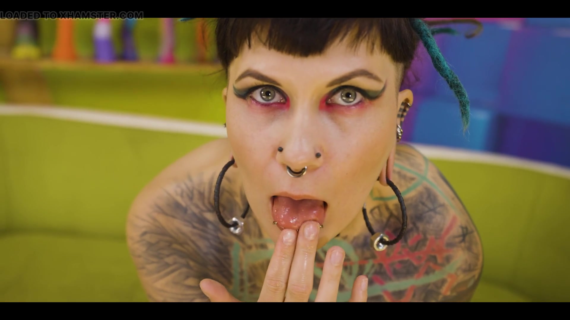 Tattooed Alt Teen Deepthroats & Gets Face Fucked POV by Her Punk BF – Sloppy BJ to Facial Cumshot