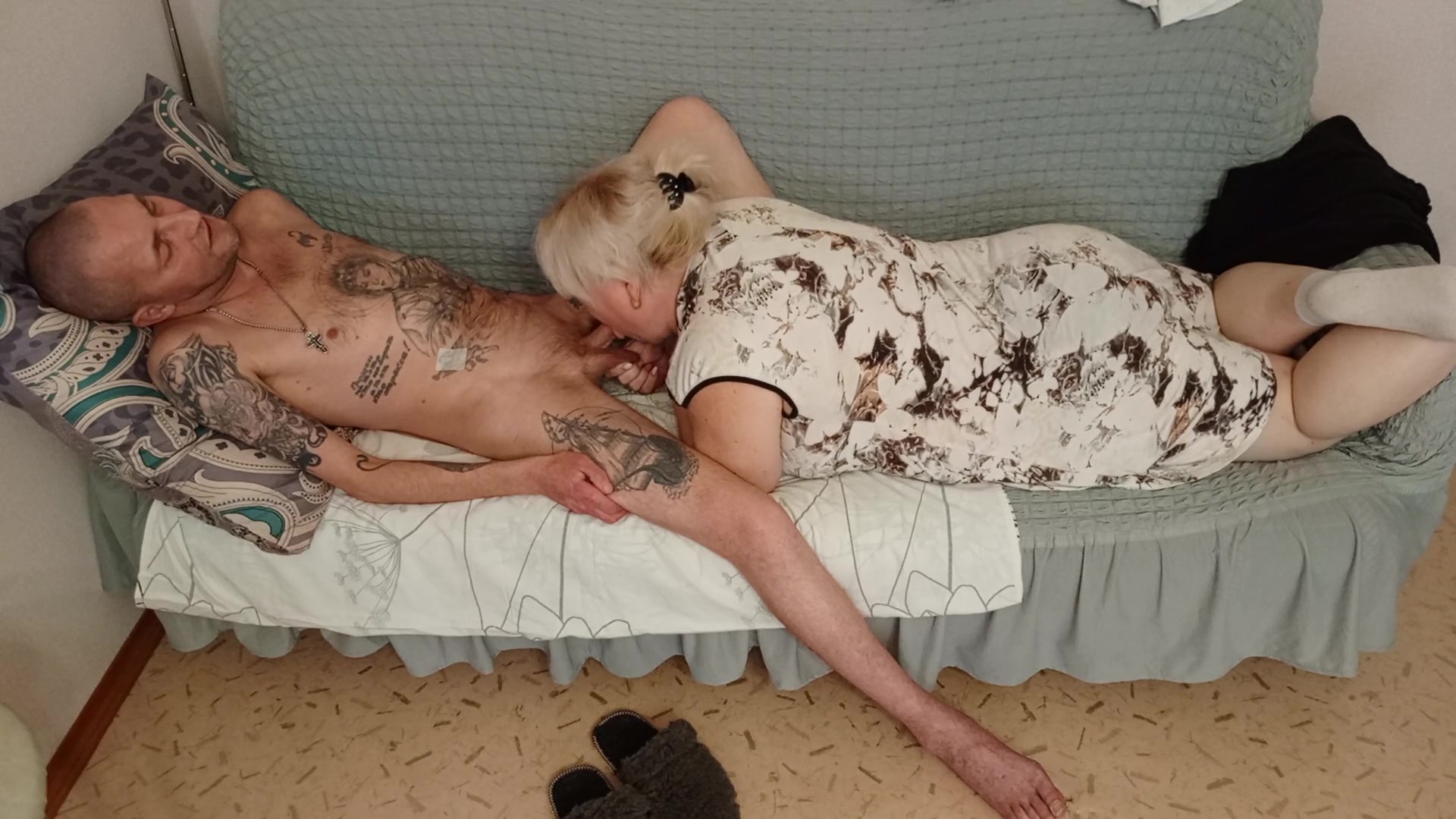 Stepmom sucks my dick and swallows cum