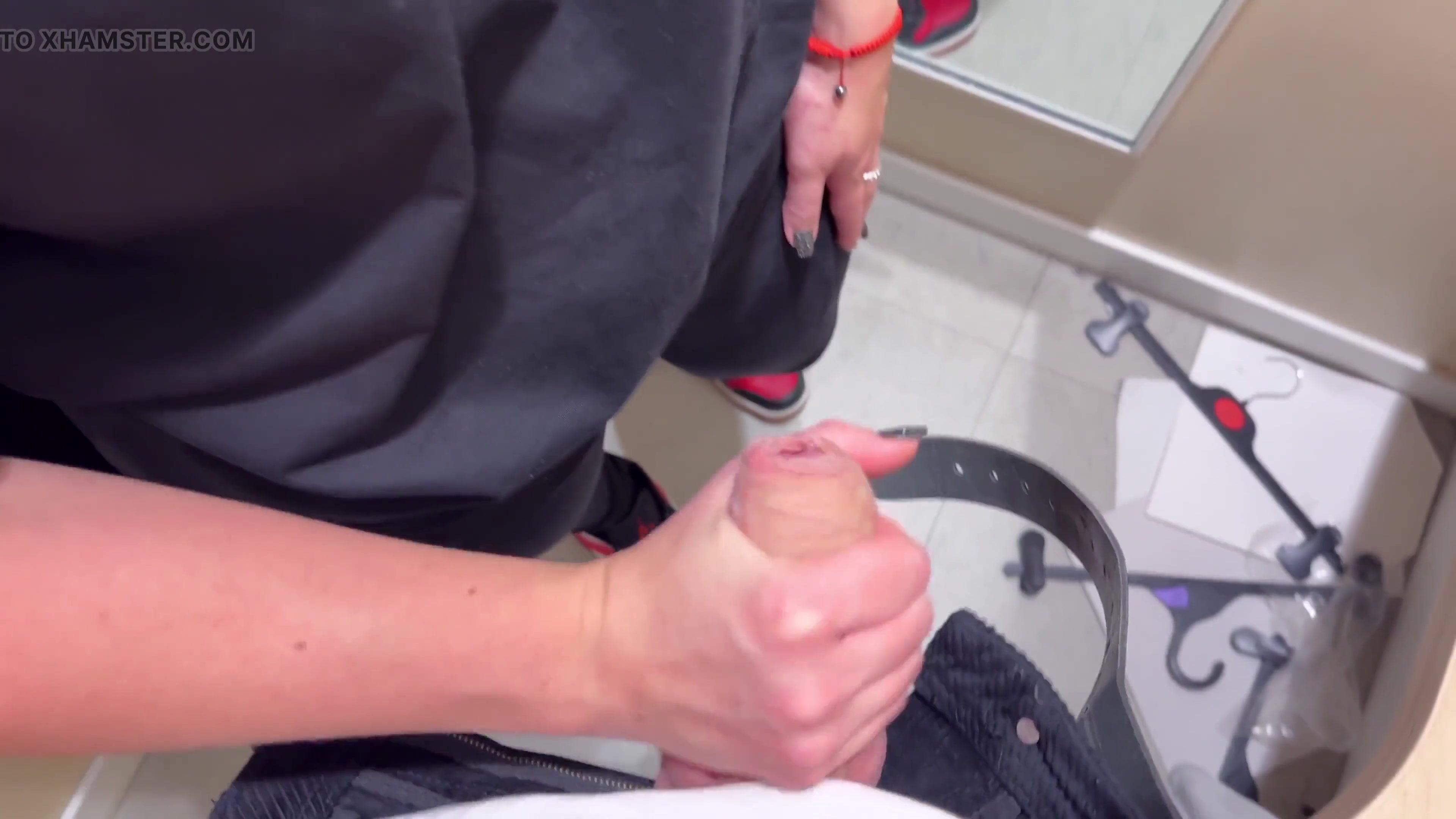 Fast Cum in a Shopping Mall Fitting Room