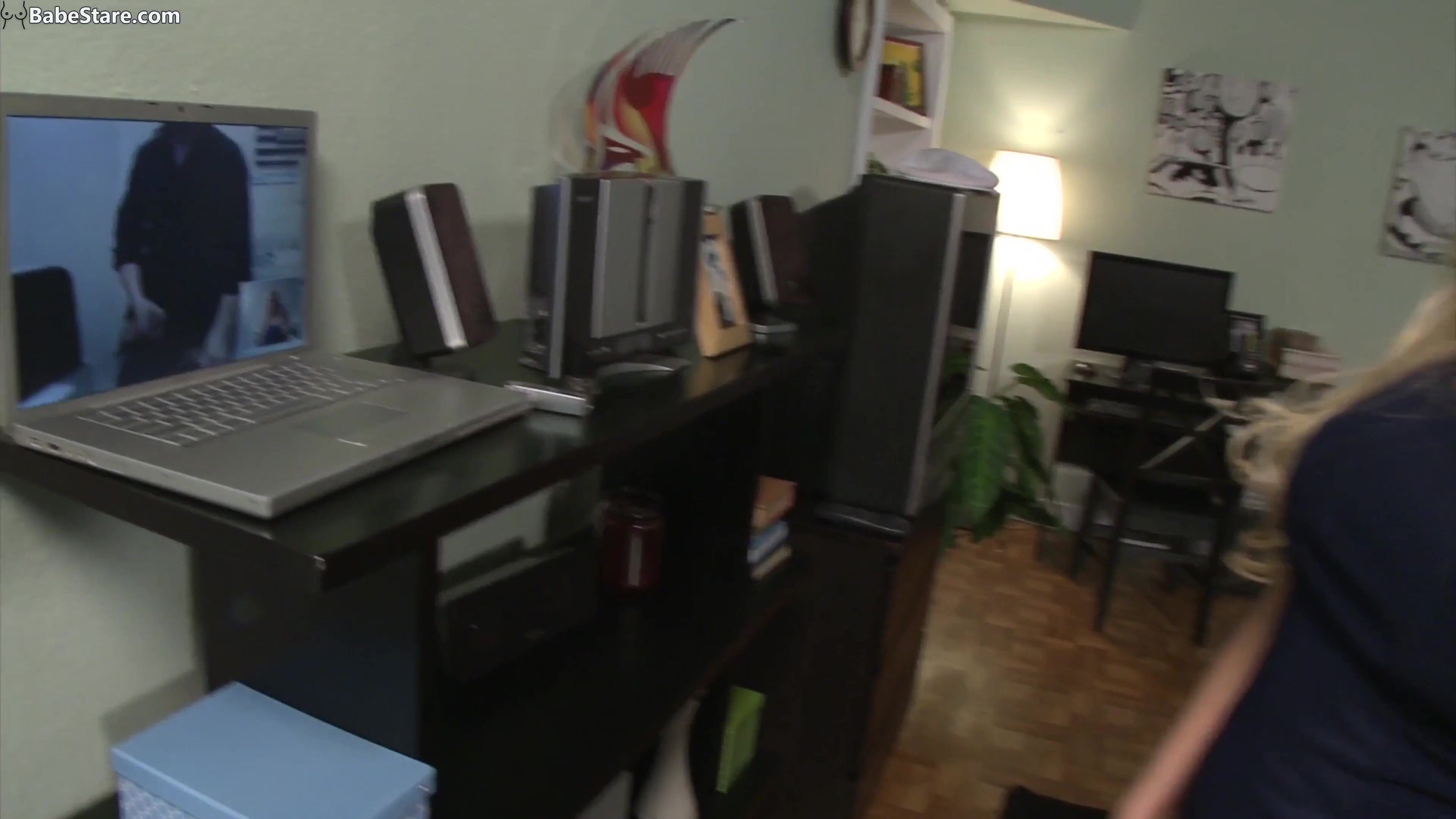 Horny blonde gets turned on and masturbates