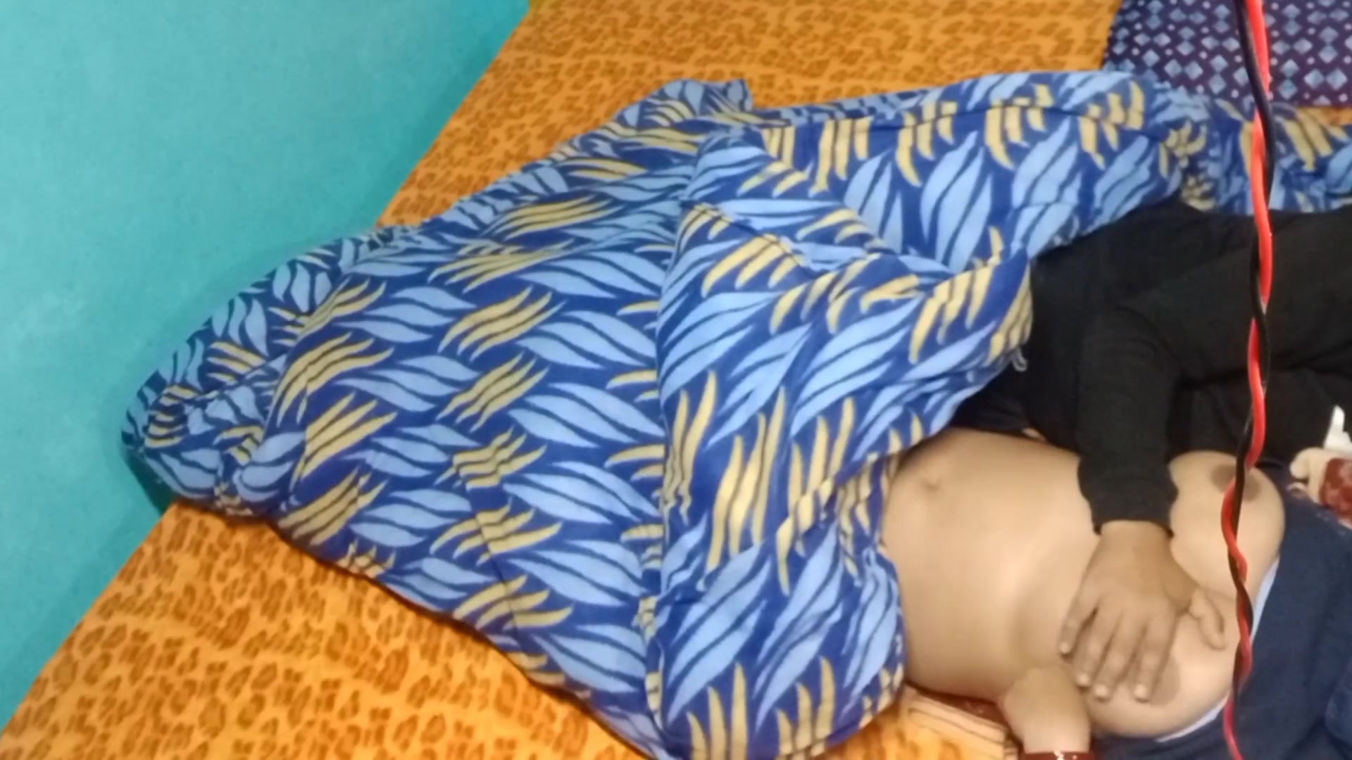 Newly married couple having romance.