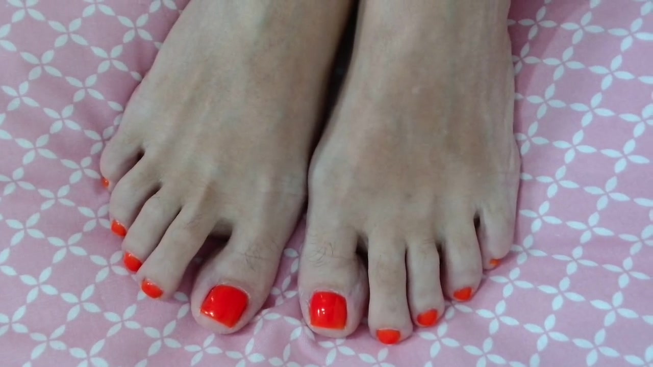 Get Turned On By Orange Pedicure On Hairy Feet
