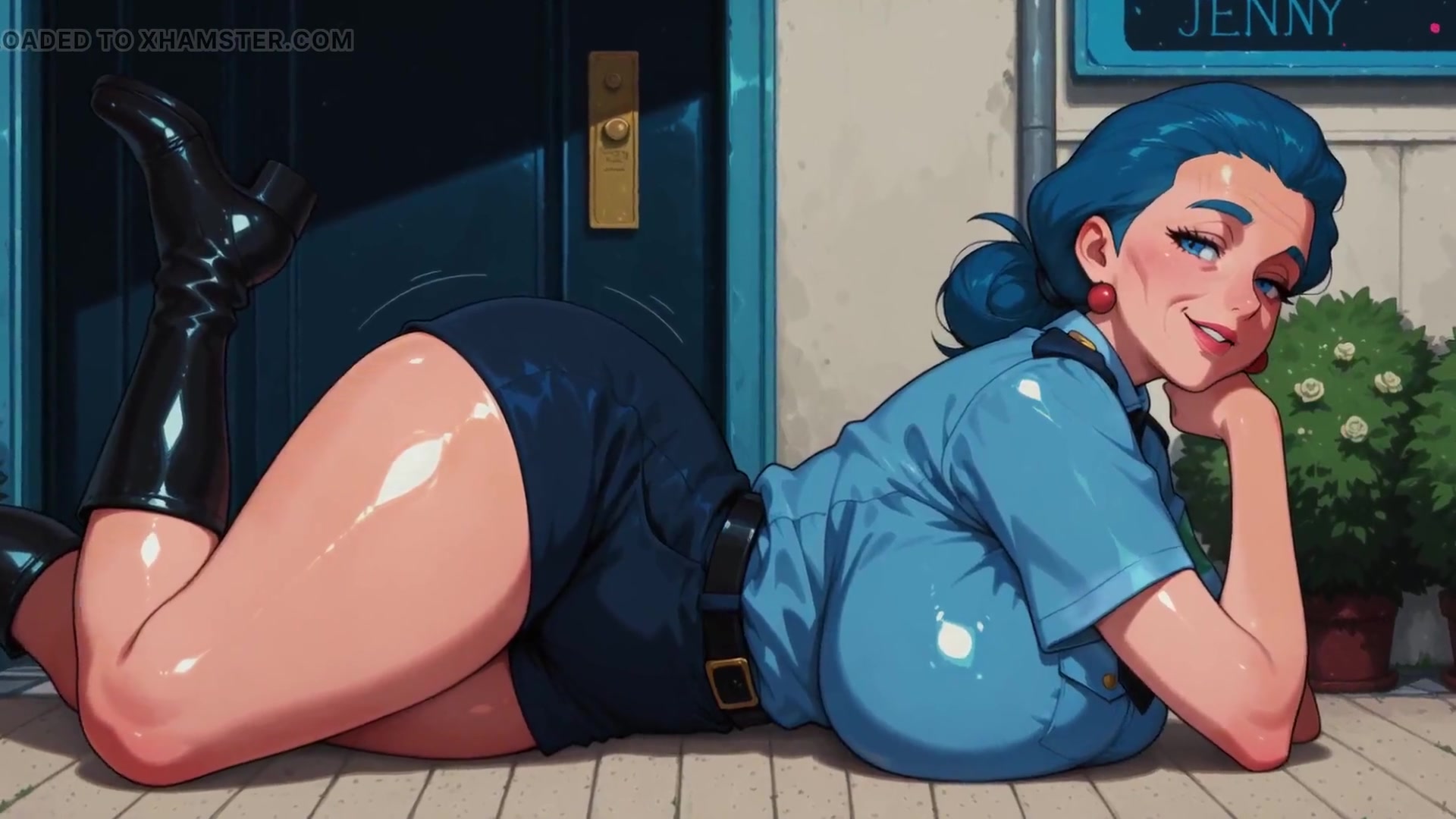 Blue Hair Ai Fanart Police Officer