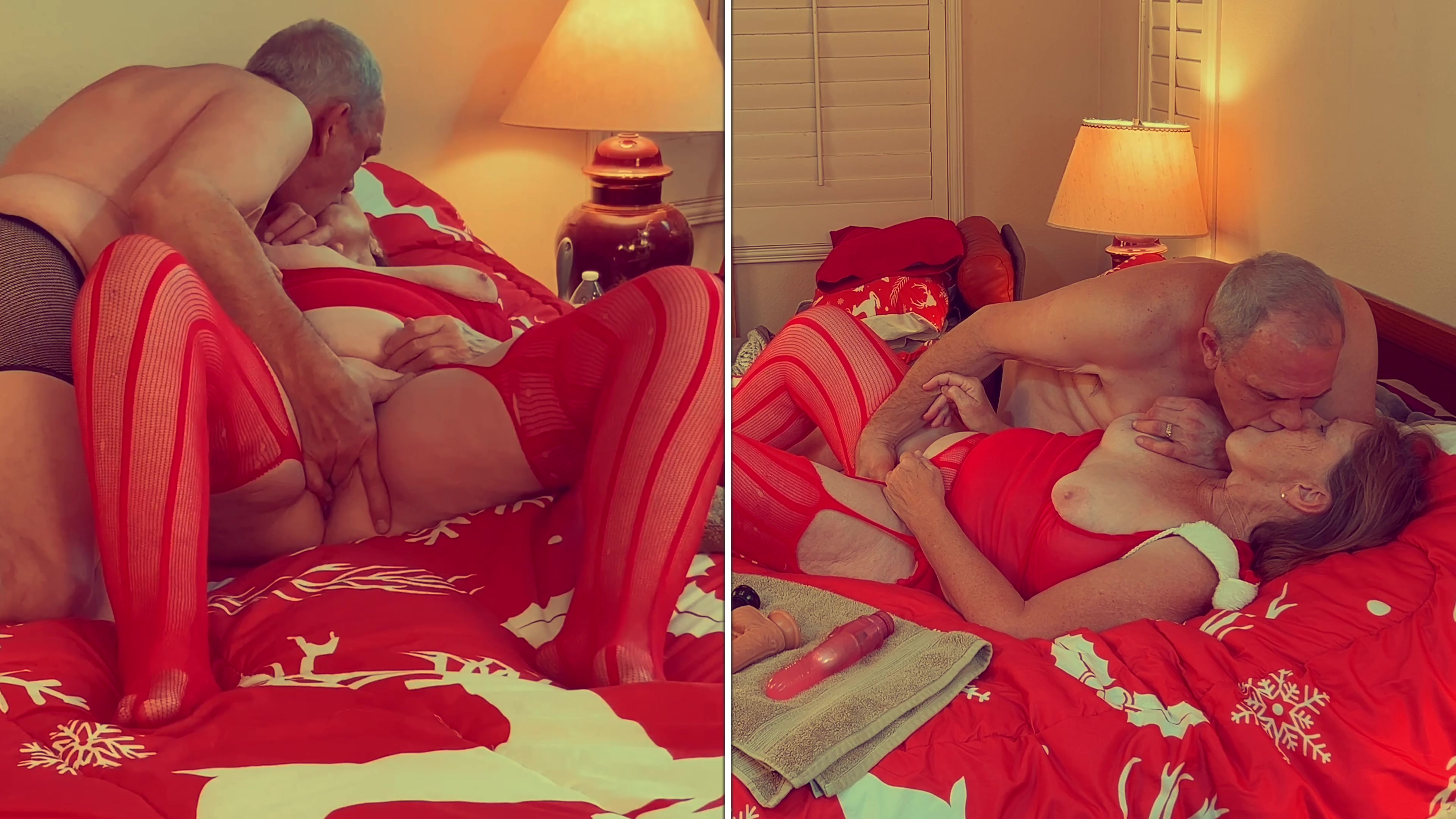 Granny Carmen’s Christmas Sucking, Diddling & 2 Position Fucking Orgasms