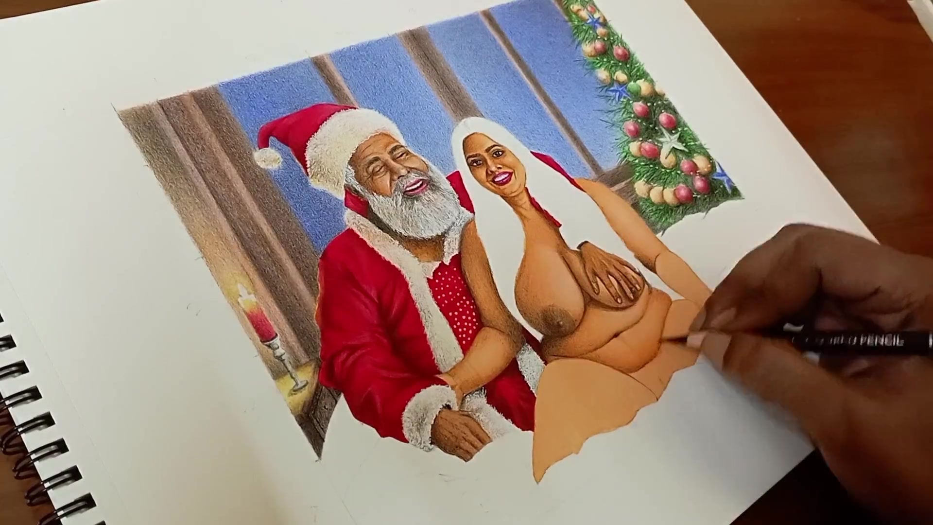 Desi Huge Boobs Bhabi Secretly Fucking with Naughty Santa on the Christmas Eve