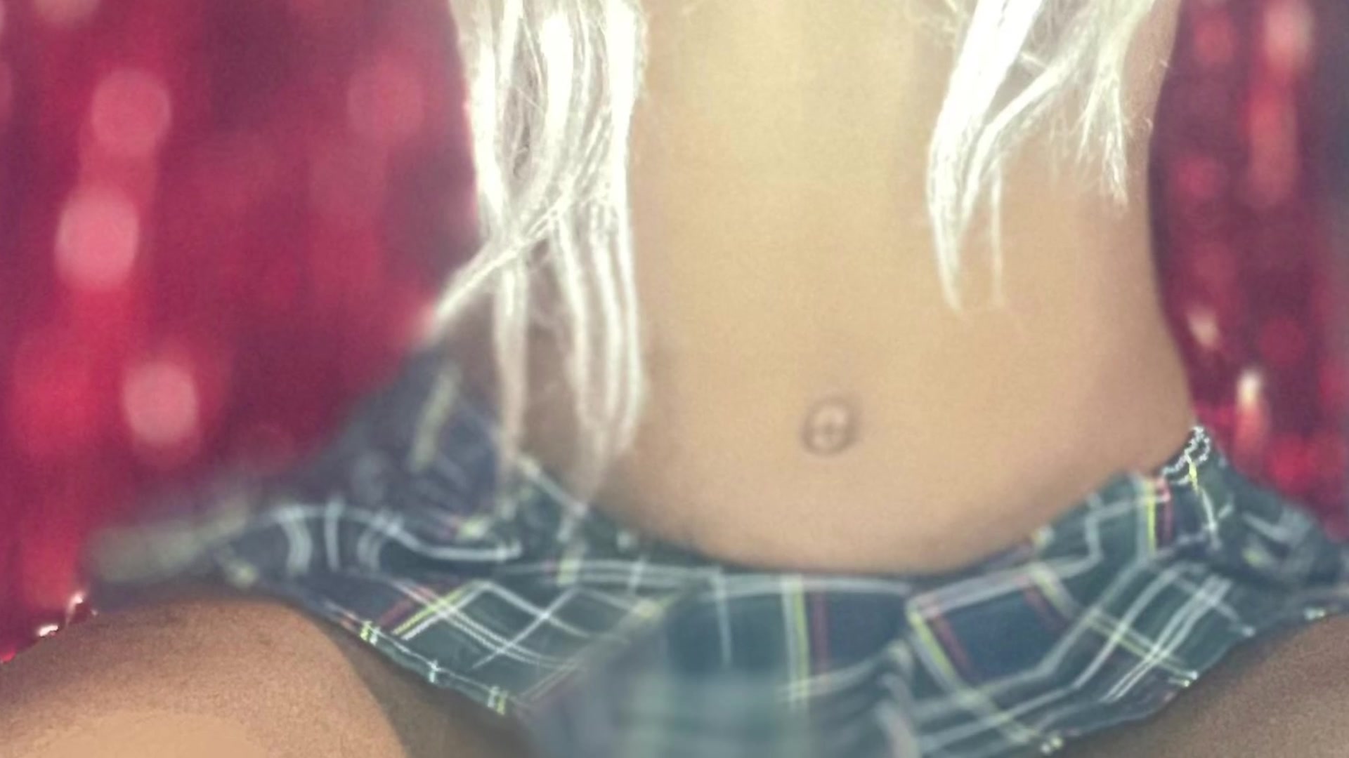 Flat chested Asian showing butt plug