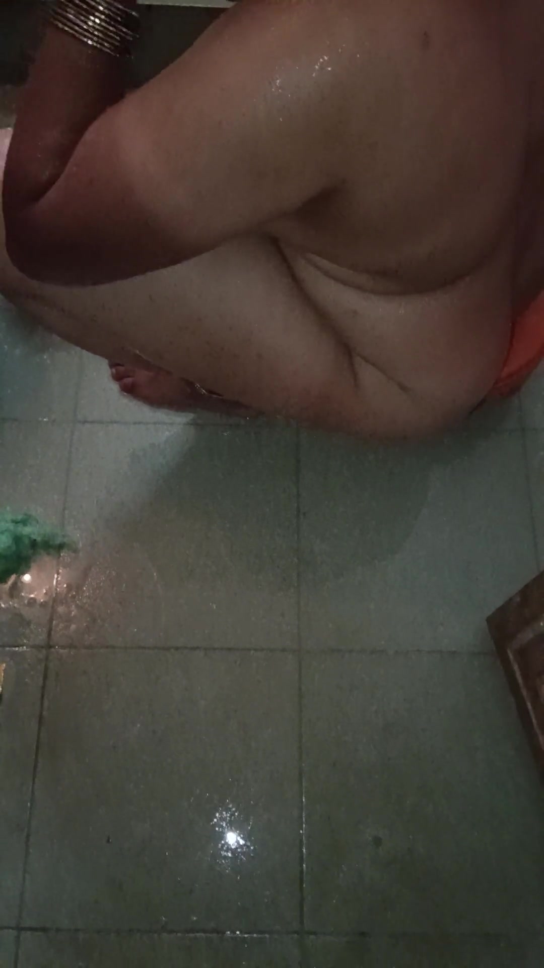 Aunty showing bathroom