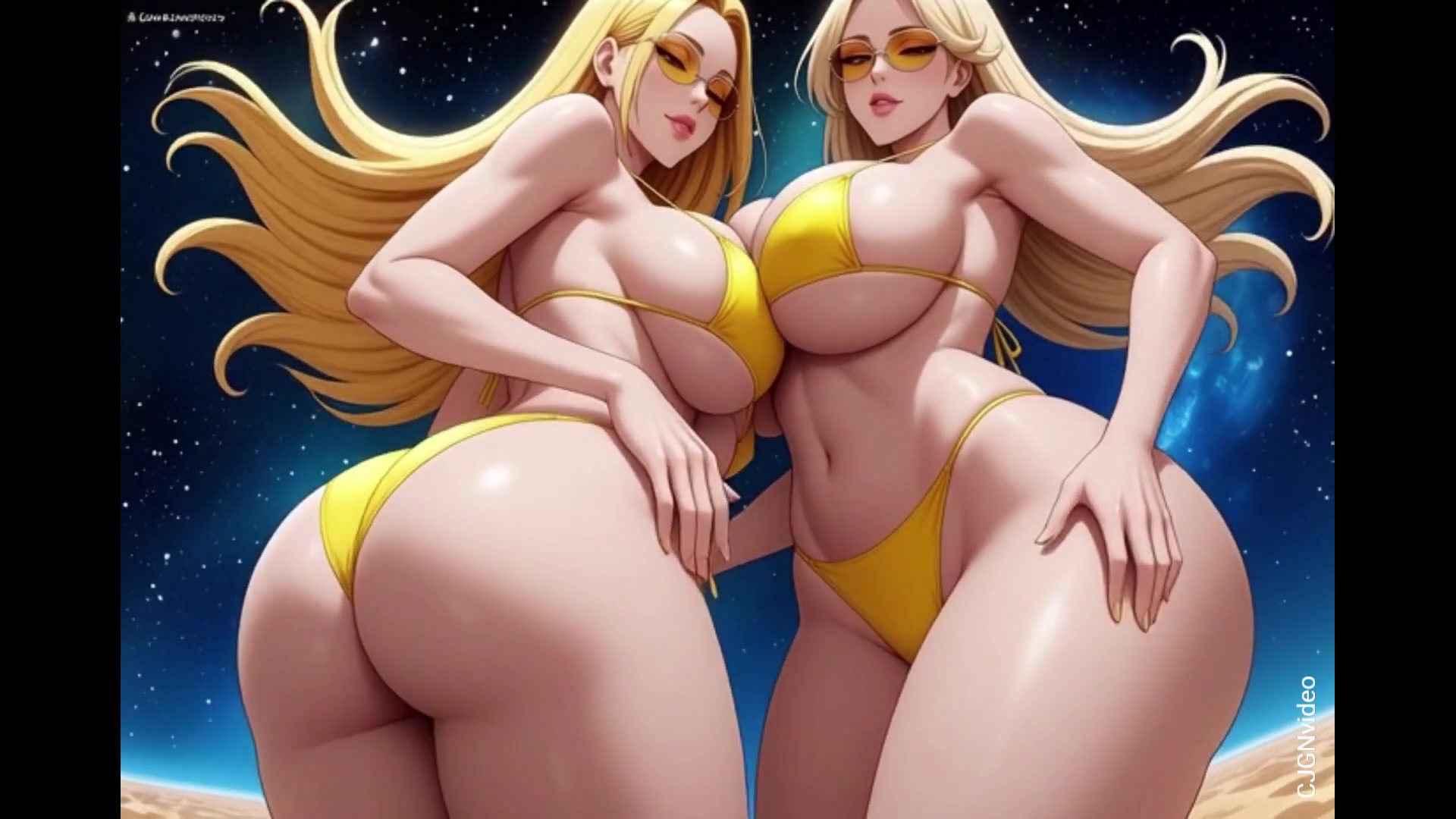 Hot blonde dance in space (Ai animation)