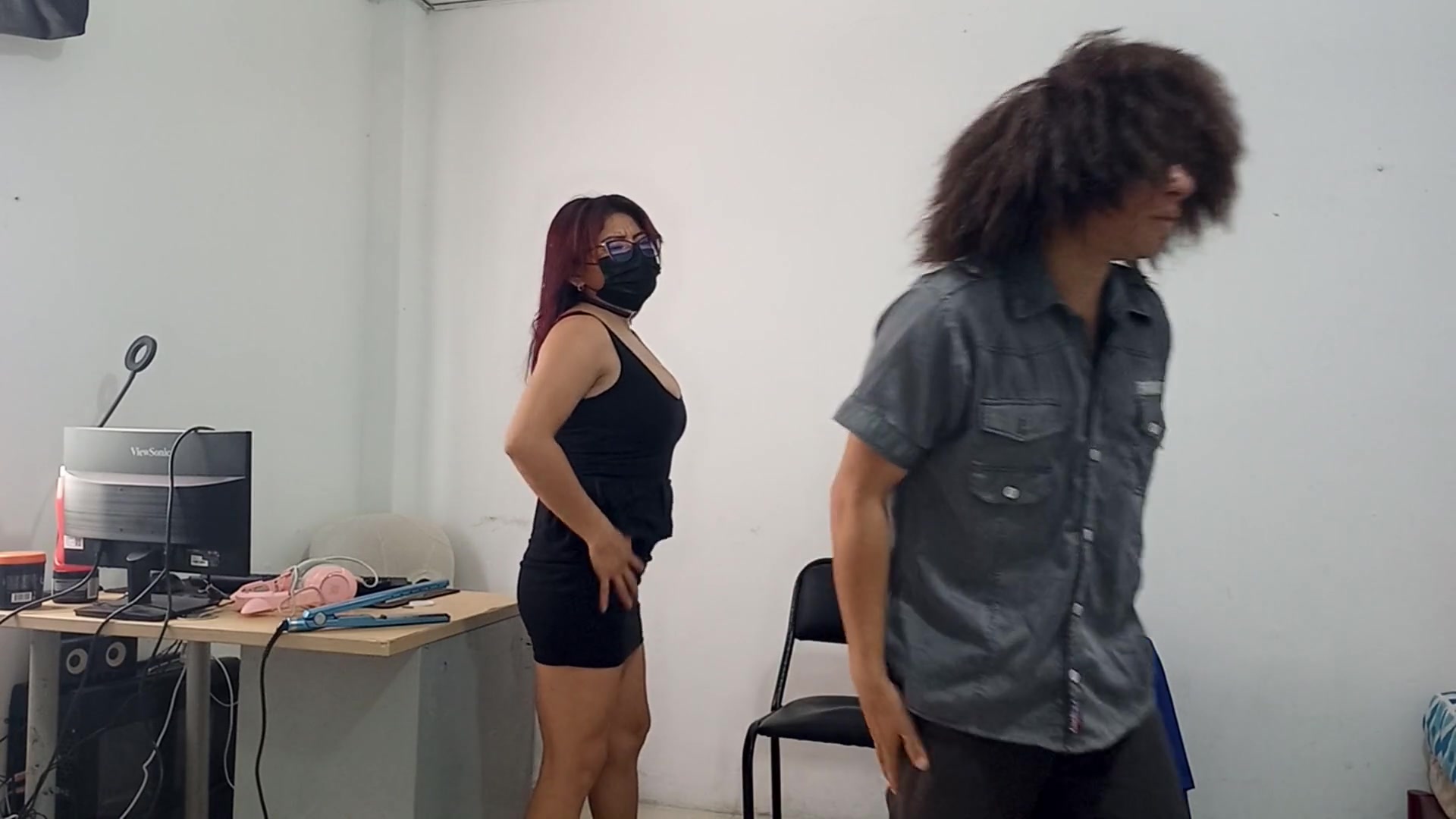 The female stylist seduces a client at work! Sensational ending!