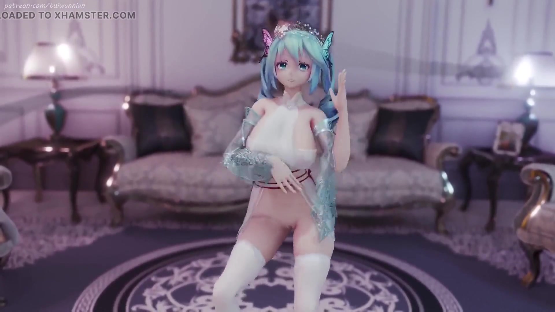 [mmd] 初音 (g)i-dle - Queencard Queen; Fetish Uniforms; Striptease; Busty; Jiggle