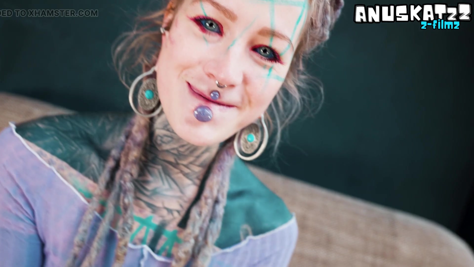 Anal Fuckl Hippie Tattooed Self fucking with a Dildo