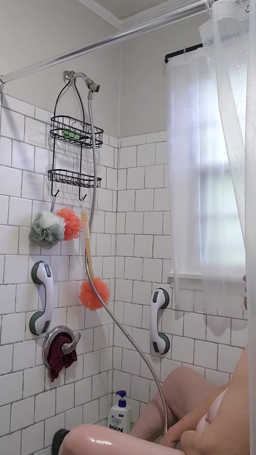 Caught My "Stepmom" Taking A Shower And Jacking Off!