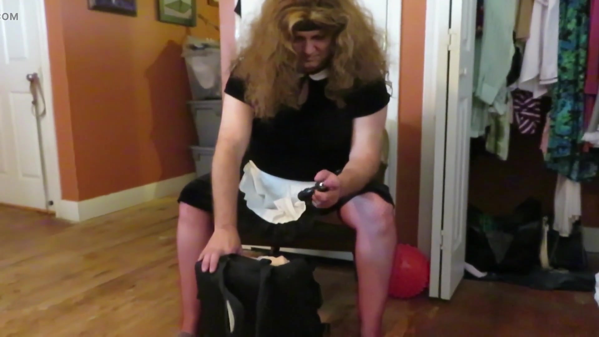 Naughty maid Brittney forgot her lipstick in car is made to go out