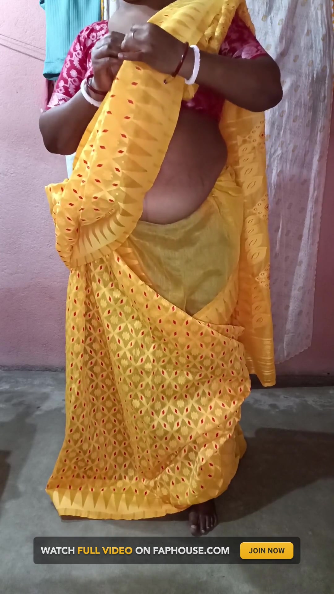 Yellow Saree Dropping Solo Sfw