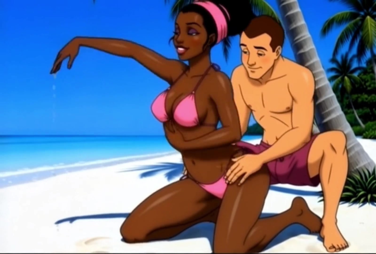 Ebony Girl Sex on the Beach. African Girl. Cartoon. the Sexiest Girls on the Planet