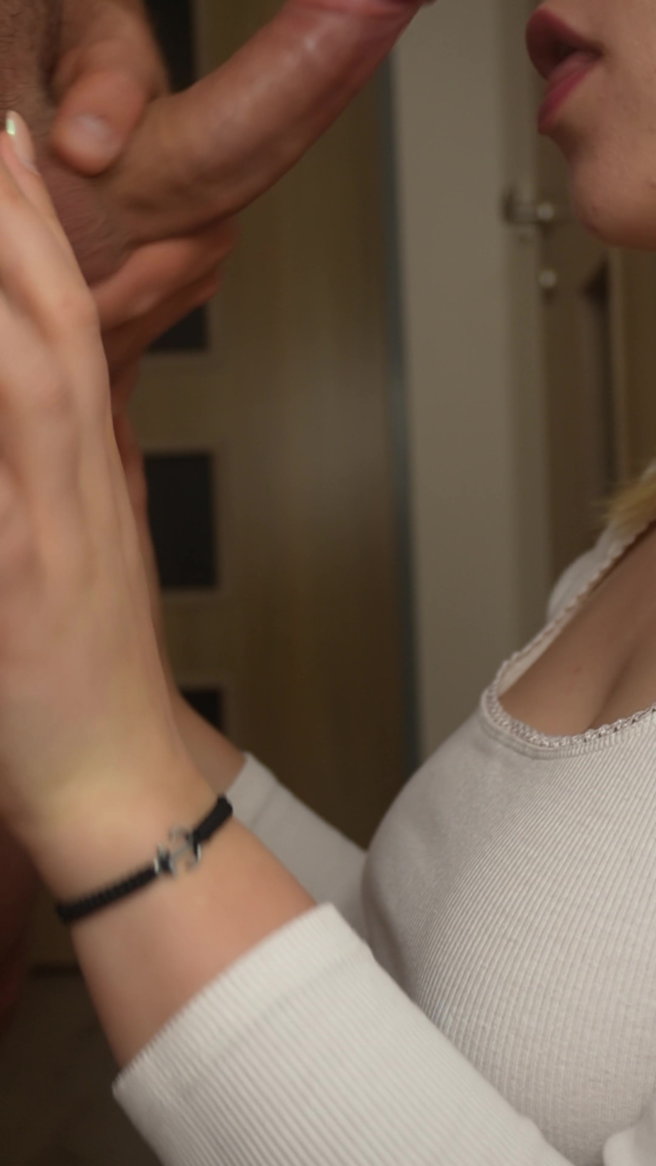 Busty step sis gives me a blowjob and takes cum on her tits