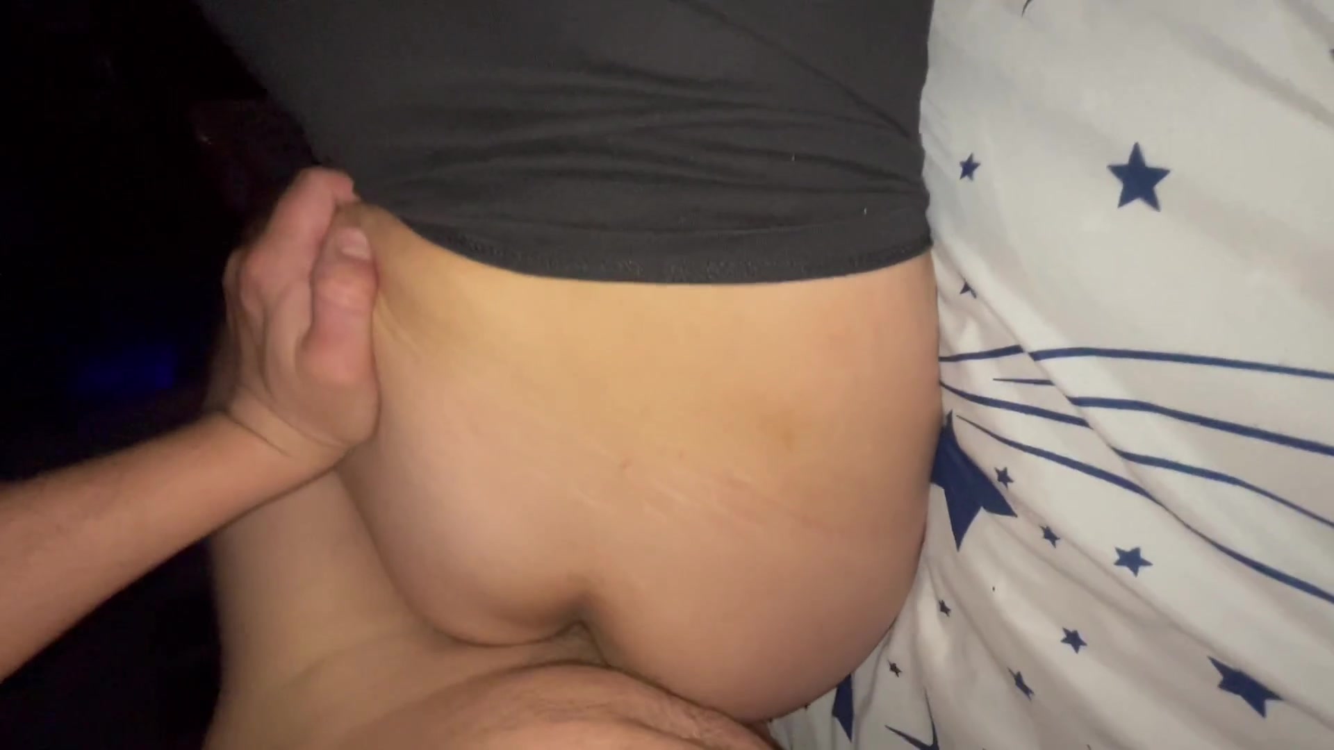 Cleopatra -Step Dad Is Watching TV In Bed And Fucks My Back Skin And Lets Go Inside Me