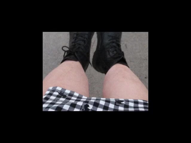 Hog warts Jumper and crazy spike boots in a local park flashing