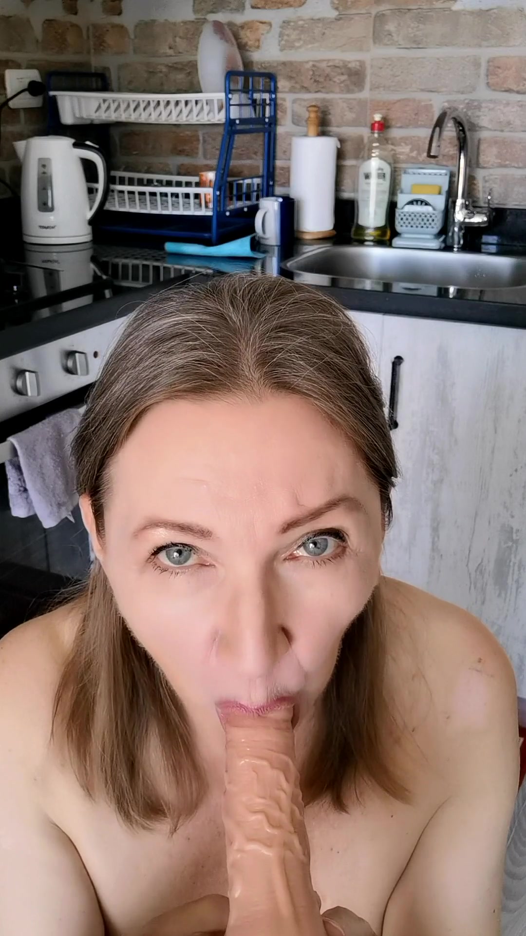 Mom-in law Didn’t Expect a Guest : A Sheer Kitchen Tease