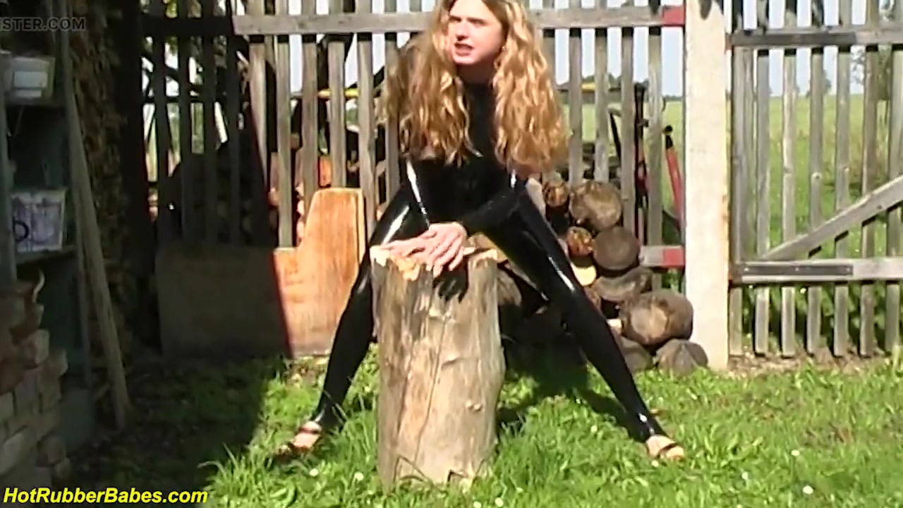 Young flexi latex teen stretching outdoor