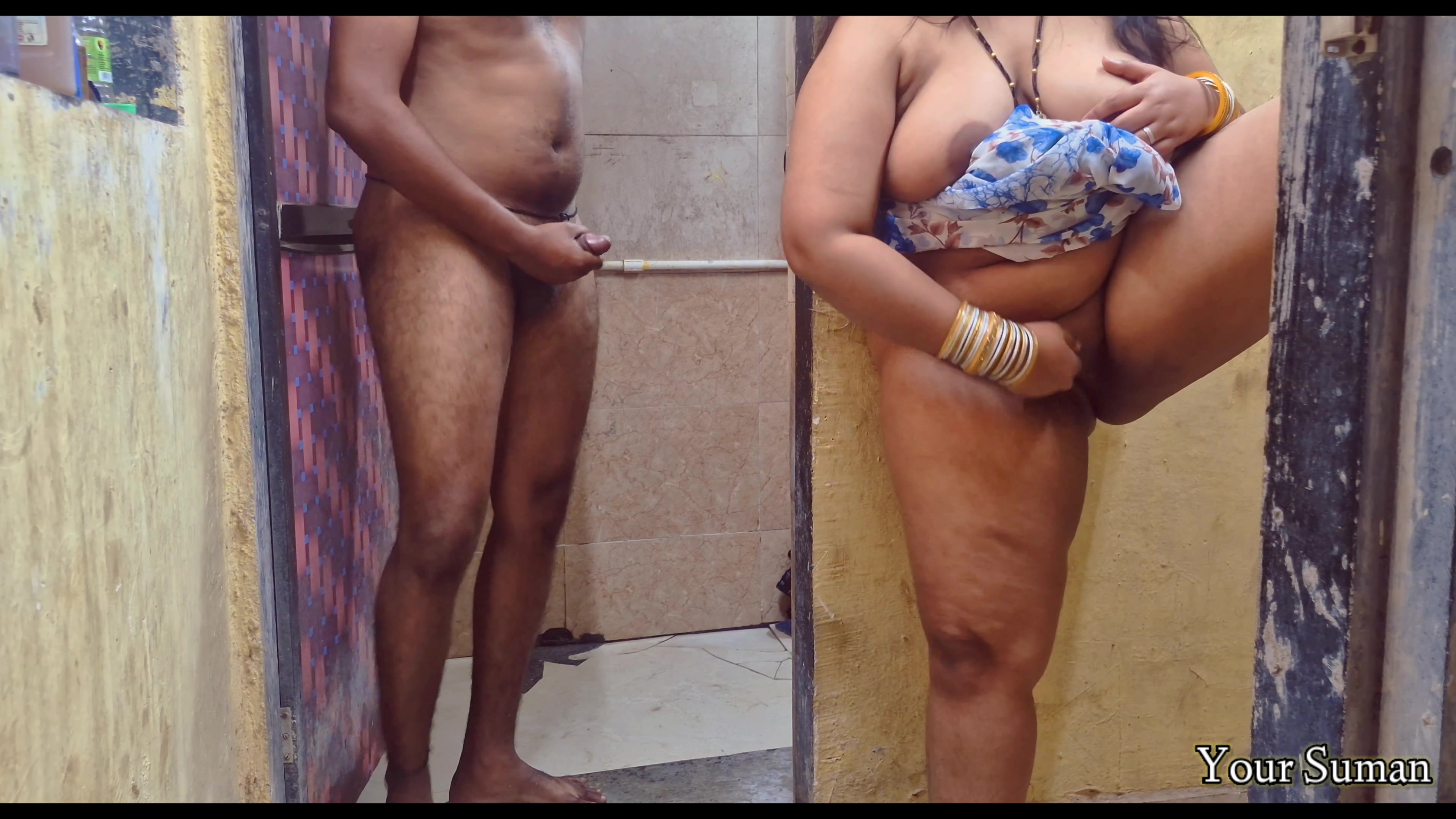 POV Indian Stepmom caught in bathroom and having horny feeling in the pussy