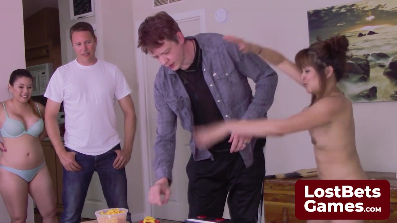 A Strip Boomsticks game with two tall guys and two short girls